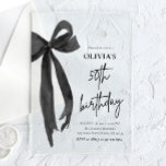 Elegante Waterverf Black Bow 50ste verjaardagsfees Acryl Uitnodigingen<br><div class="desc">Vier uw fantastische 50e met onze Elegant Waterverf Black Bow verjaardagsfeestje uitnodiging! Dit stijlvolle ontwerp toont een delicate zwarte boeg in combinatie met zachte waterverf-details, waardoor een perfecte mix van elegantie en charme ontstaat. Ideaal voor het markeren van deze speciale mijlpaal, deze uitnodiging is volledig aanpasbaar, zodat uw 50e verjaardag...</div>