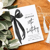 Elegante Waterverf Black Bow 50ste verjaardagsfees Kaart
