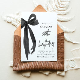 Elegante Waterverf Black Bow 50ste verjaardagsfees Kaart
