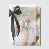 Elegante Waterverf Black Bow 50ste verjaardagsfees Vellum Uitnodigingen (Offset (Koppel))