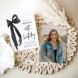 Elegante Waterverf Black Bow 60e verjaardagsfeest Kaart