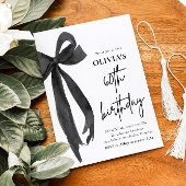 Elegante Waterverf Black Bow 60e verjaardagsfeest Kaart