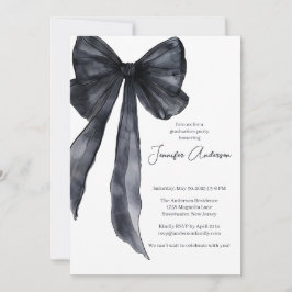 Elegante Waterverf Black Bow Graduation Party Kaart