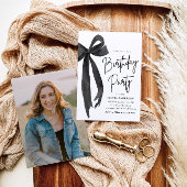 Elegante Waterverf Black Bow verjaardagsfeestje Kaart