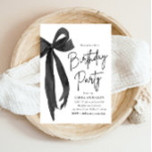 Elegante Waterverf Black Bow verjaardagsfeestje Kaart