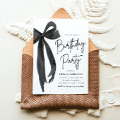 Elegante Waterverf Black Bow verjaardagsfeestje Kaart