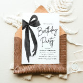 Elegante Waterverf Black Bow verjaardagsfeestje Kaart