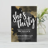 Elegante Waterverf Black Gold Verjaardag Kaart (Staand voorkant)