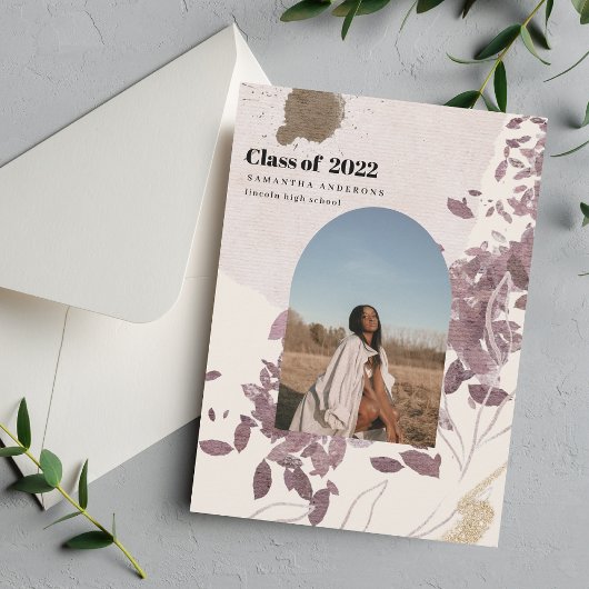 Elegante Waterverf blad Afstuderen foto Kaart