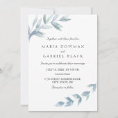 Elegante waterverf blad botanische bruiloft kaart (Voorkant)