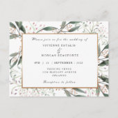 Elegante waterverf blad gouden bruiloft briefkaart (Voorkant)