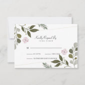 Elegante Waterverf bladeren en bloemen RSVP Kaartje (Voorkant)