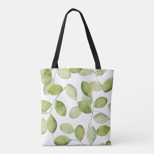 Elegante waterverf bladeren patroon gepersonalisee tote bag (Achterkant)