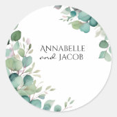 Elegante waterverf bladerenstickers ronde sticker (Voorkant)