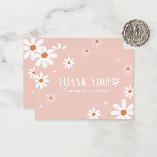 Elegante Waterverf Blauw Bloemen Baby shower Note Notitiekaartje (Voorkant / Achterkant in situ)