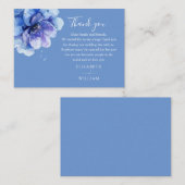 Elegante Waterverf Blauw Bloemen Bruiloft Dank u Plaatskaartje (Voorkant / Achterkant)