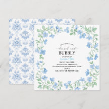 Elegante waterverf blauw bloemen brunch en bubbl