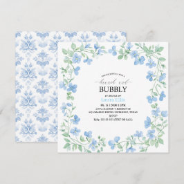 Elegante waterverf blauw bloemen brunch en bubbl kaart