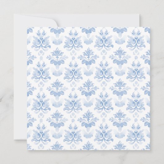 Elegante waterverf blauw bloemen brunch en bubbl kaart (Achterkant)