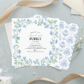 Elegante waterverf blauw bloemen brunch en bubbl kaart