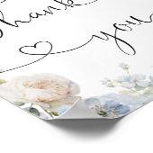 Elegante Waterverf Blauw Bloemen Dank u Poster (Hoek)