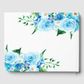 Elegante Waterverf Blauw Bloemen Wit Bruiloft Gastenboek (Achterkant)
