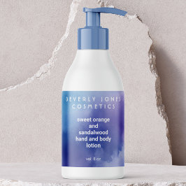 Elegante Waterverf Blauw en Paarse Cosmetica Label