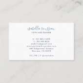 Elegante Waterverf Blauw Glitter Bloemen Cupcake Visitekaartje (Achterkant)