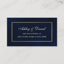 Elegante Waterverf Blauw Goud Huwelijksregister Informatiekaartje