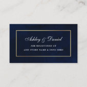 Elegante Waterverf Blauw Goud Huwelijksregister Informatiekaartje (Voorkant)