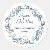 Elegante Waterverf blauw groen Ronde Sticker (Voorkant)