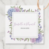 Elegante Waterverf Blauw & Lila Bloemen Huwelijk Bedankjes Labels (Achterkant)