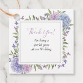 Elegante Waterverf Blauw & Lila Bloemen Huwelijk Bedankjes Labels (Voorkant)