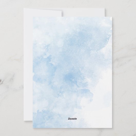 Elegante Waterverf Blauw Lint Bow Boy Baby shower Feestdagenkaart (Achterkant)