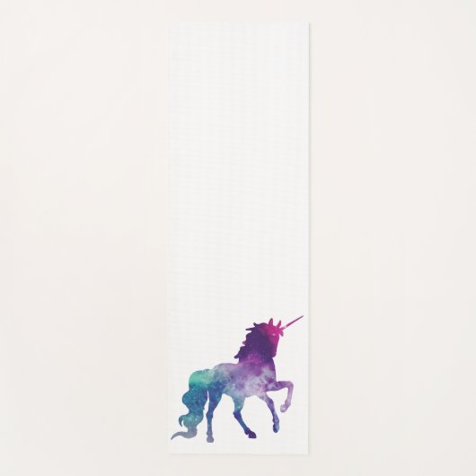 Elegante Waterverf Blauw Paarse Eenhoorn Modern Yogamat (Voorkant)