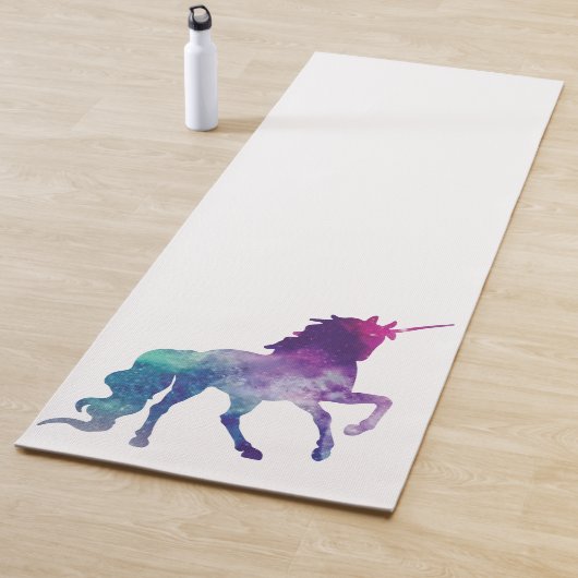 Elegante Waterverf Blauw Paarse Eenhoorn Modern Yogamat (In situ)
