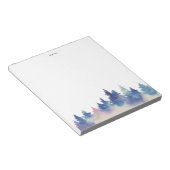 Elegante Waterverf Blauw Roze Winter Fores Notitieblok (Schuin)