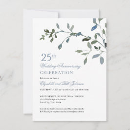 Elegante waterverf blauwe 25e huwelijksverjaardag kaart