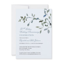 Elegante Waterverf Blauwe 50ste Huwelijksverjaarda