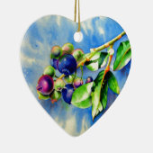 Elegante waterverf blauwe bessen schilderij keramisch ornament (Rechts)