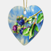 Elegante waterverf blauwe bessen schilderij keramisch ornament (Links)