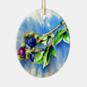 Elegante waterverf blauwe bessen schilderij keramisch ornament (Rechts)