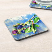 Elegante waterverf blauwe bessen schilderij onderzetter (Linkerzijde)