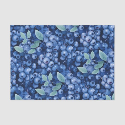 Elegante Waterverf Blauwe Bessen Tissuepapier (Voorkant)
