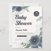 Elegante Waterverf Blauwe Bloemen Baby shower Kaart (Voorkant)