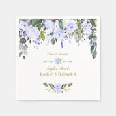 Elegante Waterverf Blauwe Bloemen Baby Shower Servet (Voorkant)
