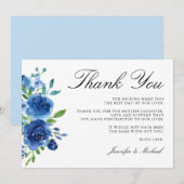 Elegante Waterverf Blauwe bloemen Bedankkaart (Voorkant / Achterkant)