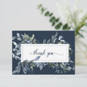 Elegante Waterverf Blauwe Bloemen Begrafenis Bedan Bedankkaart (Staand voorkant)