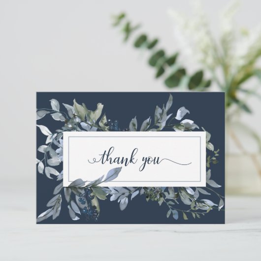 Elegante Waterverf Blauwe Bloemen Begrafenis Bedan Bedankkaart (Staand voorkant)