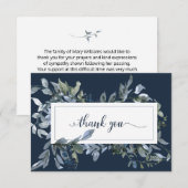 Elegante Waterverf Blauwe Bloemen Begrafenis Bedan Bedankkaart (Voorkant / Achterkant)